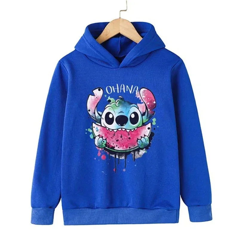 Kawaii Lilo Stitch Hoodie Kids Clothes Girls Clothing Fashion Baby Boys Clothes Autumn Warm Stitch Sweatshirt Children Tops - Slobuy