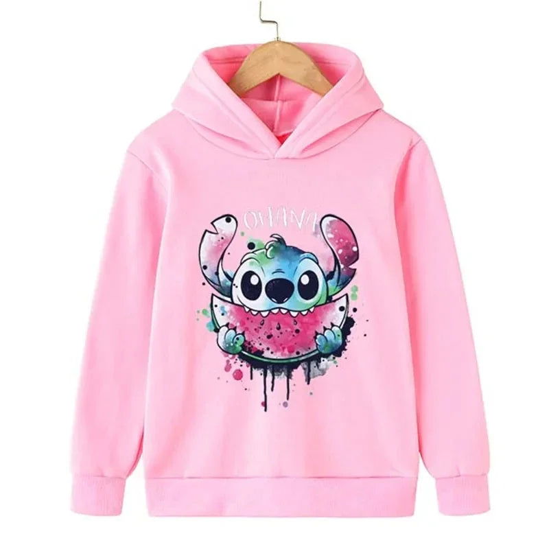 Kawaii Lilo Stitch Hoodie Kids Clothes Girls Clothing Fashion Baby Boys Clothes Autumn Warm Stitch Sweatshirt Children Tops - Slobuy