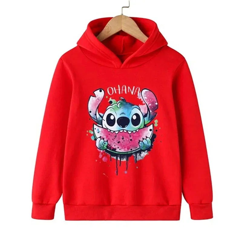 Kawaii Lilo Stitch Hoodie Kids Clothes Girls Clothing Fashion Baby Boys Clothes Autumn Warm Stitch Sweatshirt Children Tops - Slobuy