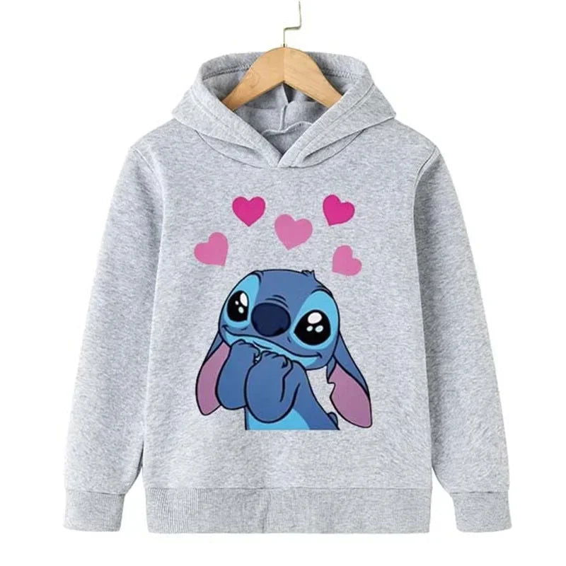 Kawaii Lilo Stitch Hoodie Kids Clothes Girls Clothing Fashion Baby Boys Clothes Autumn Warm Stitch Sweatshirt Children Tops - Slobuy