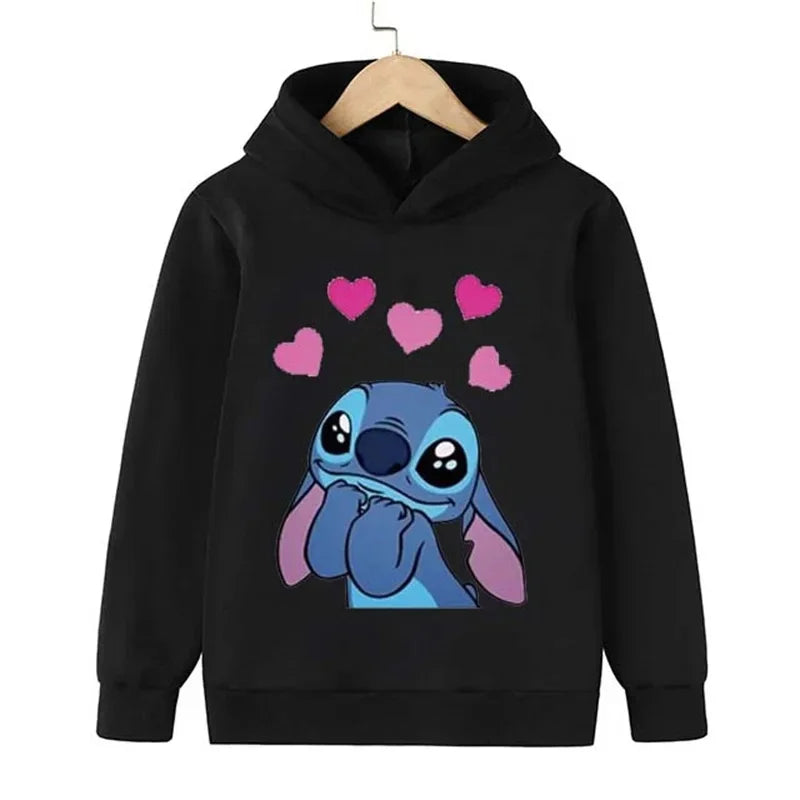 Kawaii Lilo Stitch Hoodie Kids Clothes Girls Clothing Fashion Baby Boys Clothes Autumn Warm Stitch Sweatshirt Children Tops - Slobuy