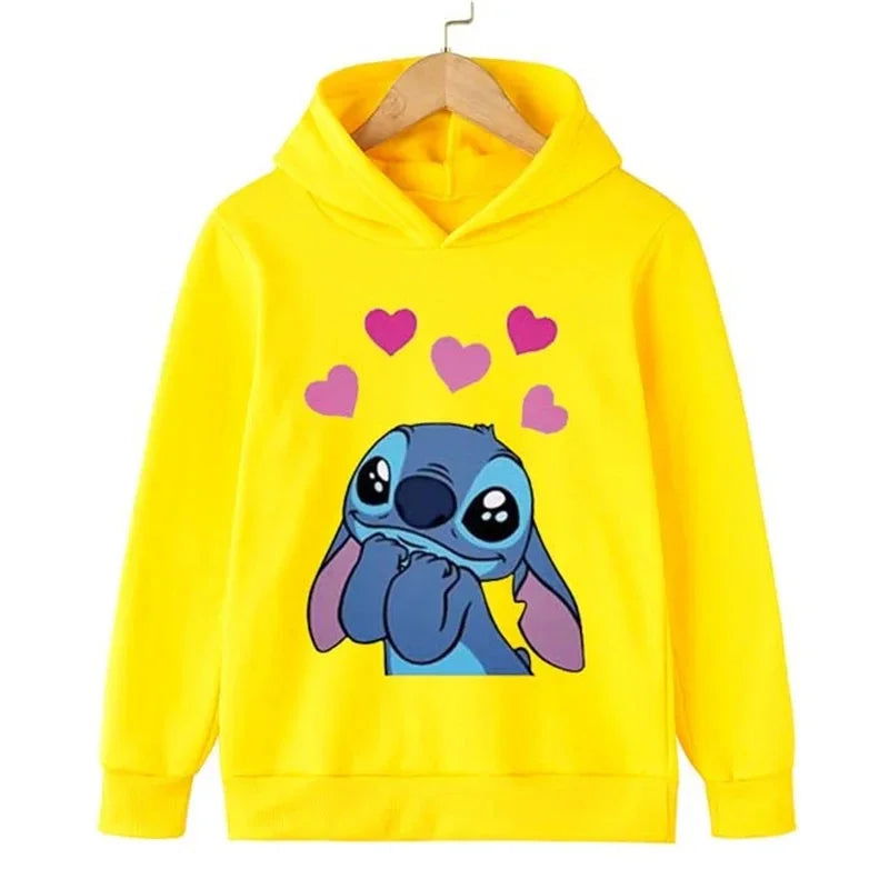 Kawaii Lilo Stitch Hoodie Kids Clothes Girls Clothing Fashion Baby Boys Clothes Autumn Warm Stitch Sweatshirt Children Tops - Slobuy