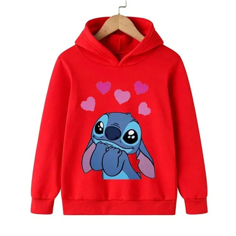 Kawaii Lilo Stitch Hoodie Kids Clothes Girls Clothing Fashion Baby Boys Clothes Autumn Warm Stitch Sweatshirt Children Tops - Slobuy
