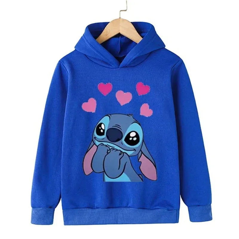 Kawaii Lilo Stitch Hoodie Kids Clothes Girls Clothing Fashion Baby Boys Clothes Autumn Warm Stitch Sweatshirt Children Tops - Slobuy