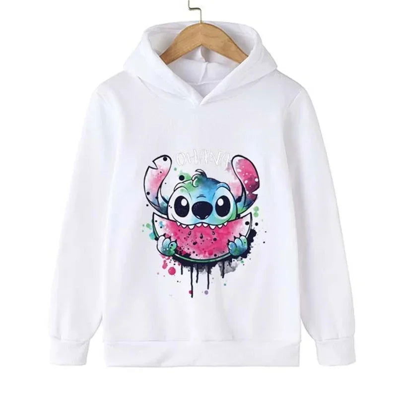 Kawaii Lilo Stitch Hoodie Kids Clothes Girls Clothing Fashion Baby Boys Clothes Autumn Warm Stitch Sweatshirt Children Tops - Slobuy