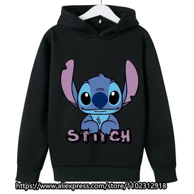 Kawaii Lilo Stitch Hoodie Kids Clothes Girls Clothing Fashion Baby Boys Clothes Autumn Warm Stitch Sweatshirt Children Tops - Slobuy