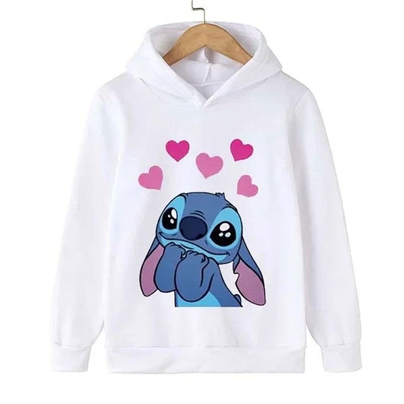 Kawaii Lilo Stitch Hoodie Kids Clothes Girls Clothing Fashion Baby Boys Clothes Autumn Warm Stitch Sweatshirt Children Tops - Slobuy