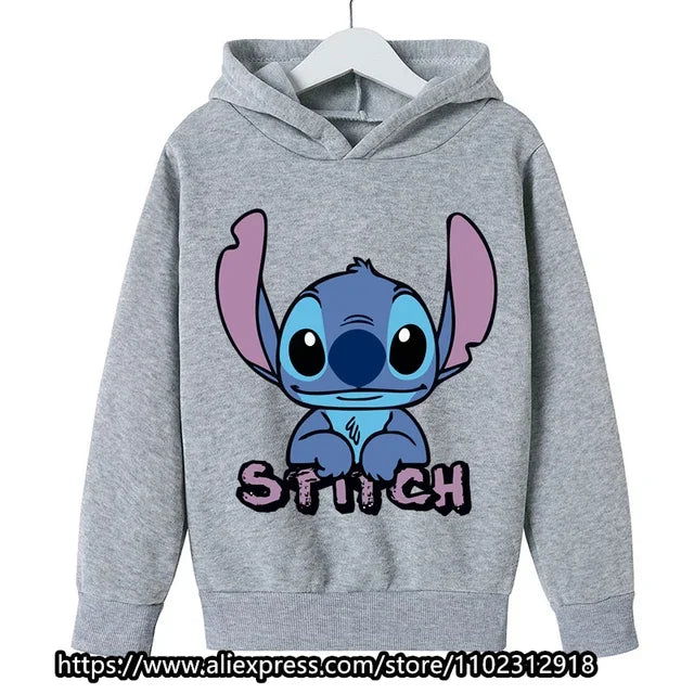 Kawaii Lilo Stitch Hoodie Kids Clothes Girls Clothing Fashion Baby Boys Clothes Autumn Warm Stitch Sweatshirt Children Tops - Slobuy