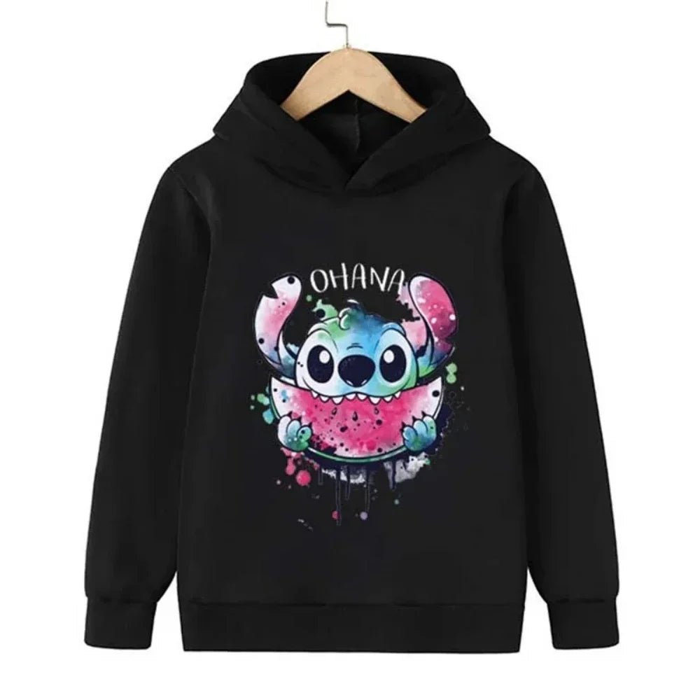 Kawaii Lilo Stitch Hoodie Kids Clothes Girls Clothing Fashion Baby Boys Clothes Autumn Warm Stitch Sweatshirt Children Tops - Slobuy