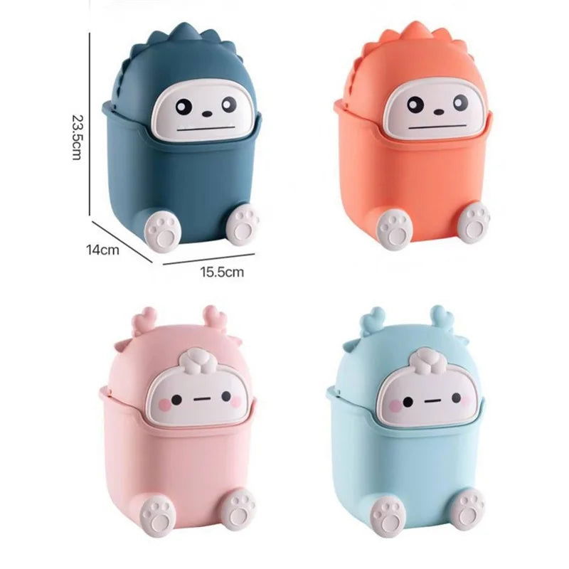 Kawaii Mini Trash Can Desktop Garbage Bin Home Office Rubbish Bin Cartoon Cute Waste Dustbin Household Kids Room Decoration - Slobuy