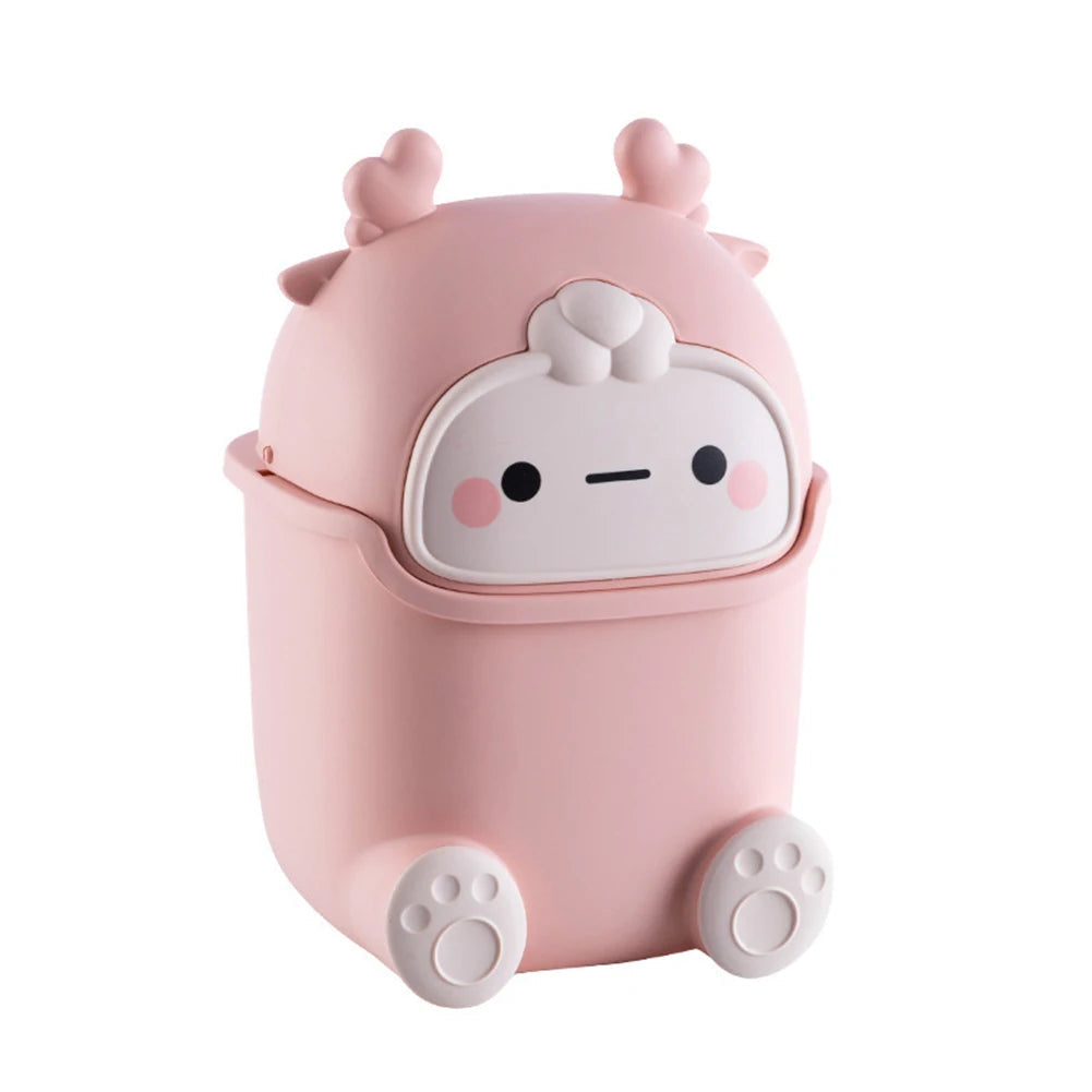 Kawaii Mini Trash Can Desktop Garbage Bin Home Office Rubbish Bin Cartoon Cute Waste Dustbin Household Kids Room Decoration - Slobuy