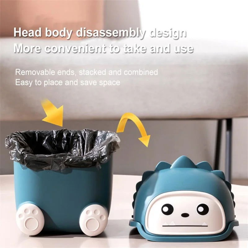 Kawaii Mini Trash Can Desktop Garbage Bin Home Office Rubbish Bin Cartoon Cute Waste Dustbin Household Kids Room Decoration - Slobuy