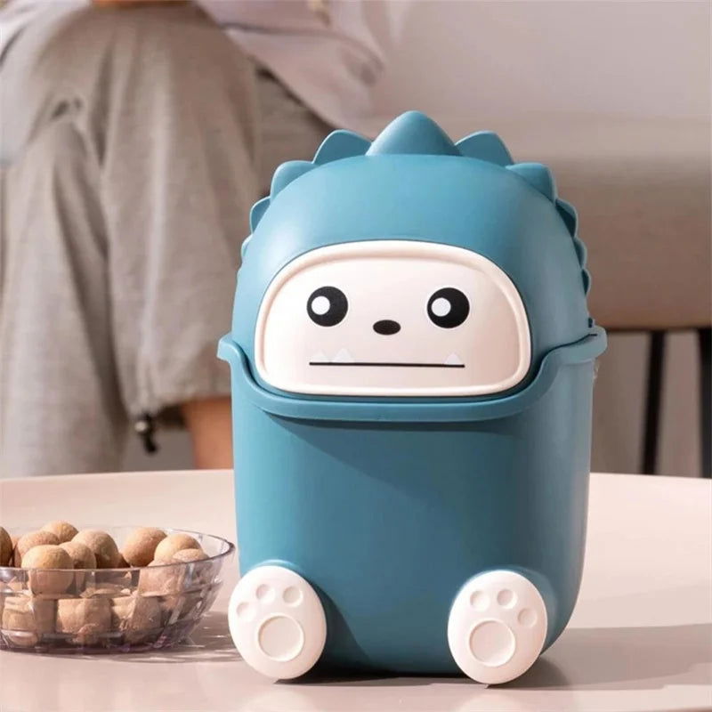 Kawaii Mini Trash Can Desktop Garbage Bin Home Office Rubbish Bin Cartoon Cute Waste Dustbin Household Kids Room Decoration - Slobuy