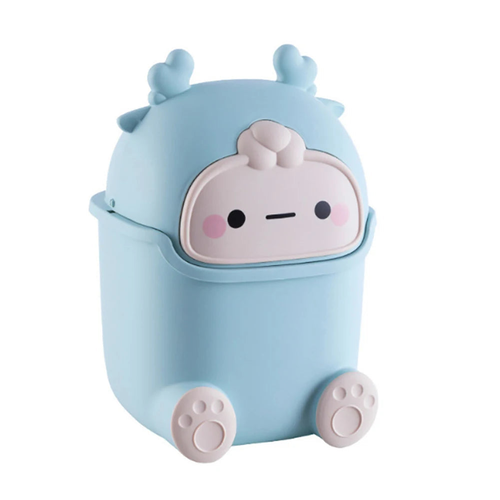 Kawaii Mini Trash Can Desktop Garbage Bin Home Office Rubbish Bin Cartoon Cute Waste Dustbin Household Kids Room Decoration - Slobuy