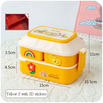 Kawaii Portable Lunch Box For Girls School Kids Plastic Picnic Bento Box Microwave Food Box With Compartments Storage Containers - Slobuy