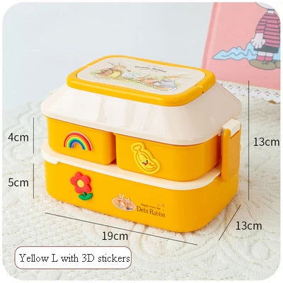 Kawaii Portable Lunch Box For Girls School Kids Plastic Picnic Bento Box Microwave Food Box With Compartments Storage Containers - Slobuy