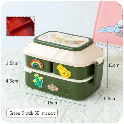 Kawaii Portable Lunch Box For Girls School Kids Plastic Picnic Bento Box Microwave Food Box With Compartments Storage Containers - Slobuy