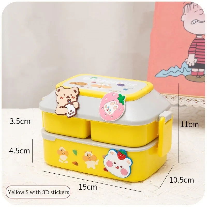 Kawaii Portable Lunch Box For Girls School Kids Plastic Picnic Bento Box Microwave Food Box With Compartments Storage Containers - Slobuy