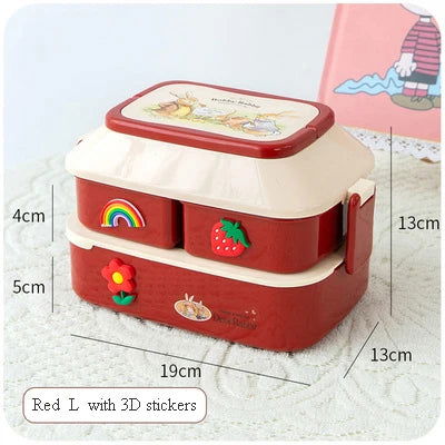 Kawaii Portable Lunch Box For Girls School Kids Plastic Picnic Bento Box Microwave Food Box With Compartments Storage Containers - Slobuy