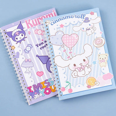 Kawaii Sanrio Kuromi Coil Notebook A5 Notebook Exercise Book Girls Cute Stationery Cinnamoroll Learning Stationery Notepad Diary - Slobuy
