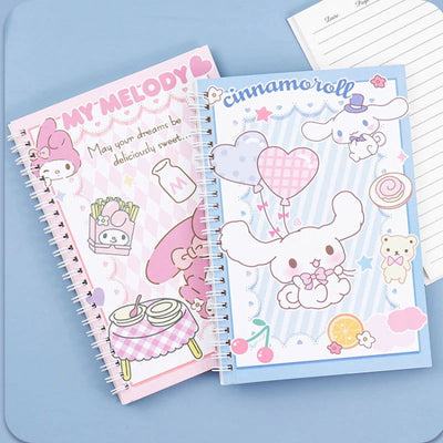 Kawaii Sanrio Kuromi Coil Notebook A5 Notebook Exercise Book Girls Cute Stationery Cinnamoroll Learning Stationery Notepad Diary - Slobuy