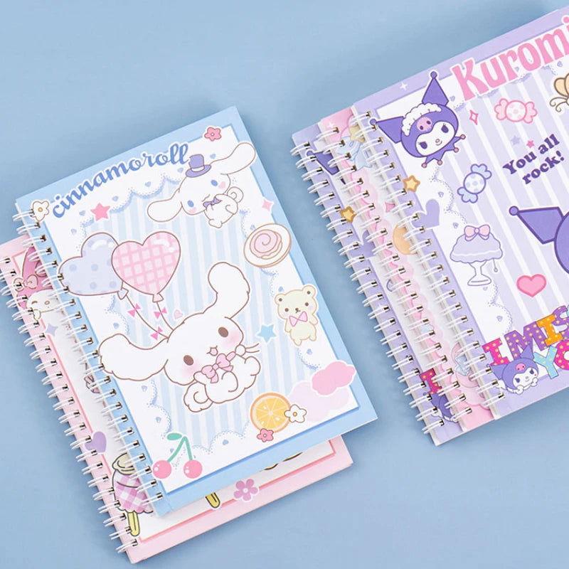 Kawaii Sanrio Kuromi Coil Notebook A5 Notebook Exercise Book Girls Cute Stationery Cinnamoroll Learning Stationery Notepad Diary - Slobuy