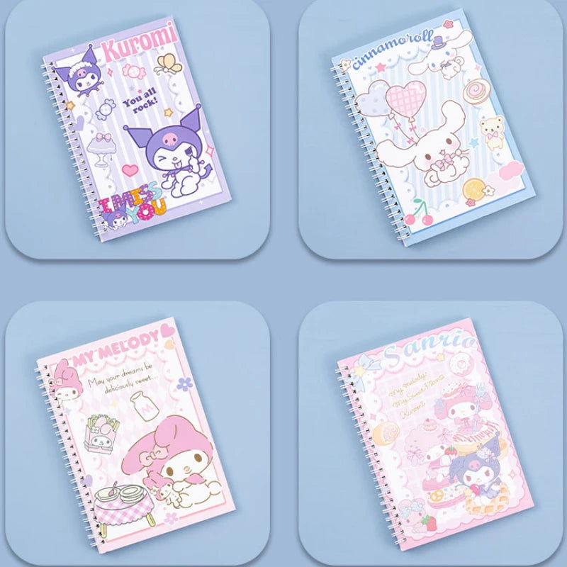 Kawaii Sanrio Kuromi Coil Notebook A5 Notebook Exercise Book Girls Cute Stationery Cinnamoroll Learning Stationery Notepad Diary - Slobuy