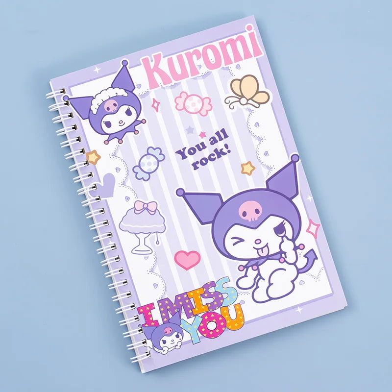 Kawaii Sanrio Kuromi Coil Notebook A5 Notebook Exercise Book Girls Cute Stationery Cinnamoroll Learning Stationery Notepad Diary - Slobuy