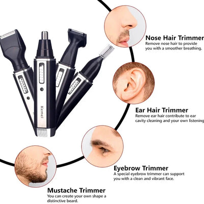 Kemei 4 In 1 Professional Electric Rechargeable Nose And Ear Hair Trimmer Shaver Personal Care Tools For Men KM-6630 - Slobuy