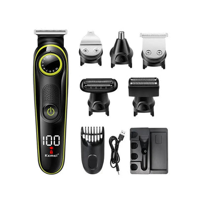 Kemei Professional Electric Hair Clipper Rechargeable 5in1 Full Care Men's Grooming Kit Muli-function Personal Trimmer KM-696 - Slobuy
