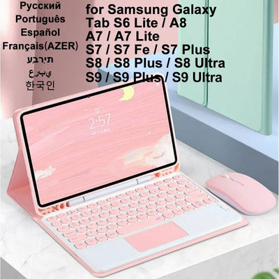 Keyboard Case For Samsung Galaxy Tab A9+ 11 A8 10.5 S6 Lite 10.4 S9 11 S7 S9 FE S7 S8 S9 Plus 12.4 S8 S9 Ultra 14.6 - Slobuy