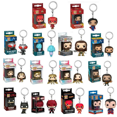 Keychain DC Wonder Woman Superman the Flash Aquaman Arrow Daredevil Cyborg Batman POP Action Figure Collection Toys - Slobuy