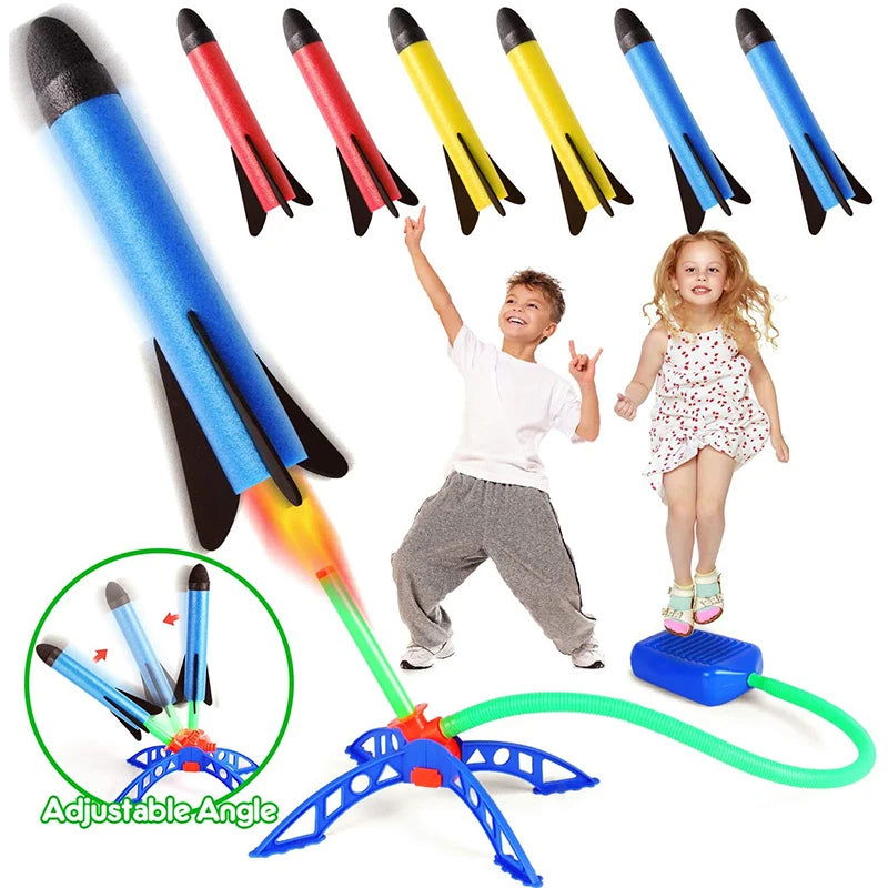 Kid Air Rocket Foot Pump Launcher Outdoor Air Pressed Stomp Soaring Rocket Toys Child Play Set Jump Sport Games Toy For Children - Slobuy