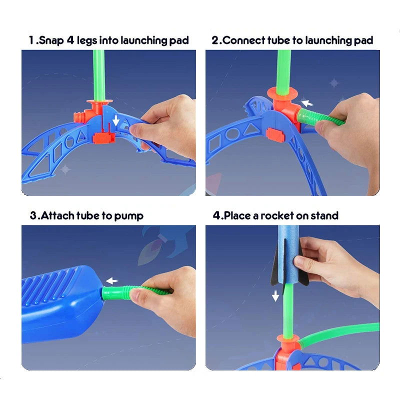 Kid Air Rocket Foot Pump Launcher Outdoor Air Pressed Stomp Soaring Rocket Toys Child Play Set Jump Sport Games Toy For Children - Slobuy