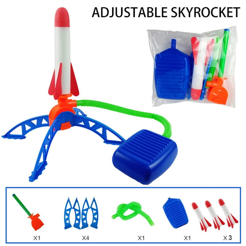 Kid Air Rocket Foot Pump Launcher Outdoor Air Pressed Stomp Soaring Rocket Toys Child Play Set Jump Sport Games Toy For Children - Slobuy