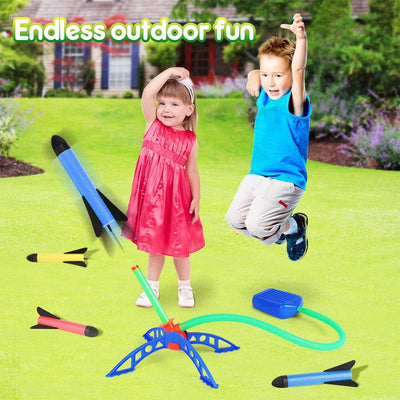 Kid Air Rocket Foot Pump Launcher Outdoor Air Pressed Stomp Soaring Rocket Toys Child Play Set Jump Sport Games Toys For Childre - Slobuy