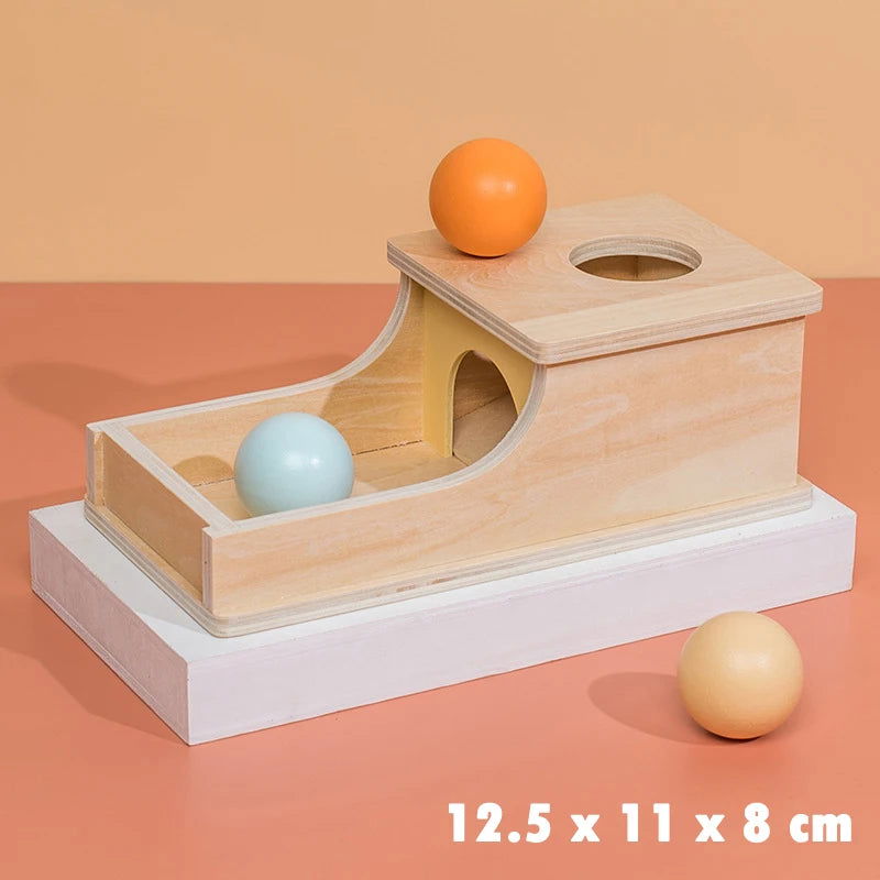 Kid Educational Toy Children Montessori Object Permanence Box Hammer Box Macaron Wooden Toys Coin Ball Textile Drum Drawer Box - Slobuy