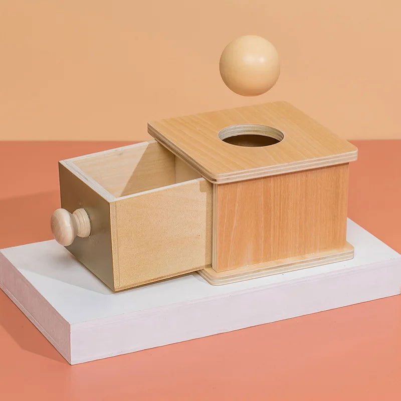 Kid Educational Toy Children Montessori Object Permanence Box Hammer Box Macaron Wooden Toys Coin Ball Textile Drum Drawer Box - Slobuy