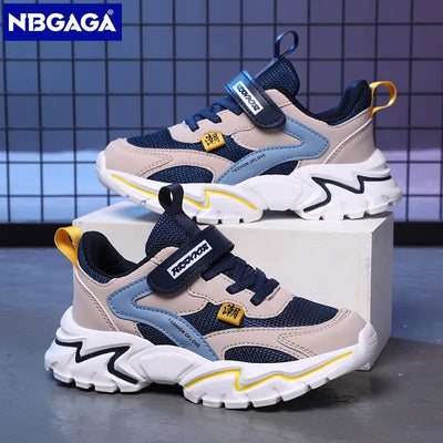 Kid Sneakers Sport Shoes for Boys Fashion Leather Children Breathable Mesh Comfort Shoes Casual Walking Outdoor Running Shoes - Slobuy