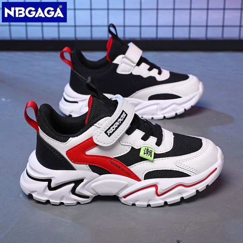 Kid Sneakers Sport Shoes for Boys Fashion Leather Children Breathable Mesh Comfort Shoes Casual Walking Outdoor Running Shoes - Slobuy