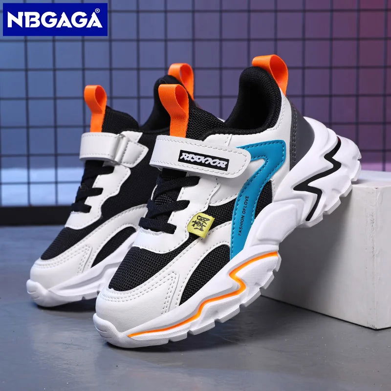 Kid Sneakers Sport Shoes for Boys Fashion Leather Children Breathable Mesh Comfort Shoes Casual Walking Outdoor Running Shoes - Slobuy