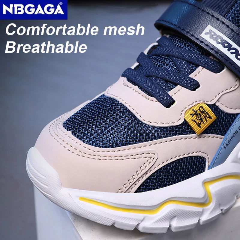Kid Sneakers Sport Shoes for Boys Fashion Leather Children Breathable Mesh Comfort Shoes Casual Walking Outdoor Running Shoes - Slobuy