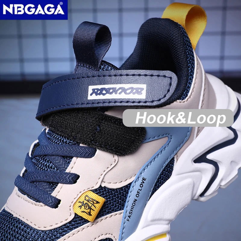 Kid Sneakers Sport Shoes for Boys Fashion Leather Children Breathable Mesh Comfort Shoes Casual Walking Outdoor Running Shoes - Slobuy