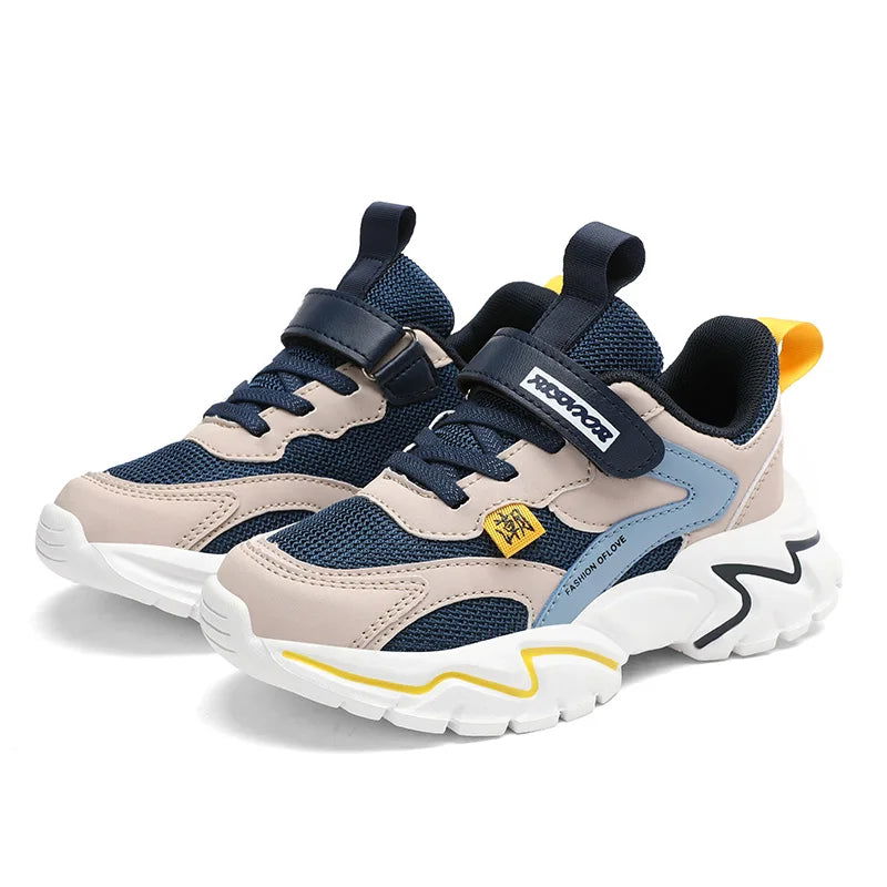 Kid Sneakers Sport Shoes for Boys Fashion Leather Children Breathable Mesh Comfort Shoes Casual Walking Outdoor Running Shoes - Slobuy