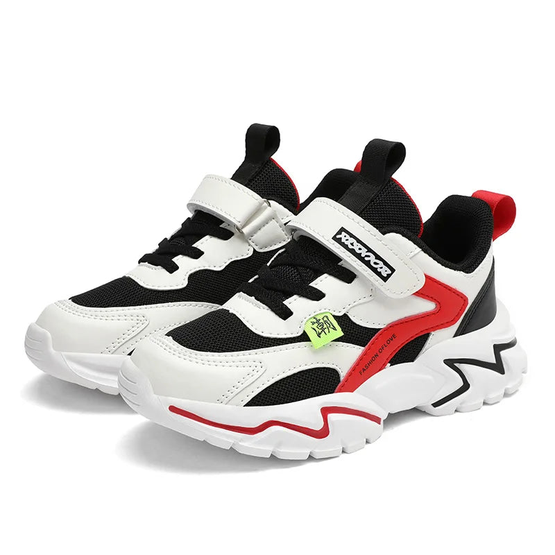 Kid Sneakers Sport Shoes for Boys Fashion Leather Children Breathable Mesh Comfort Shoes Casual Walking Outdoor Running Shoes - Slobuy