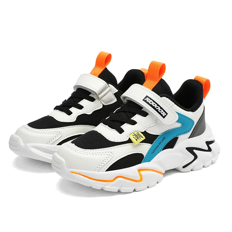 Kid Sneakers Sport Shoes for Boys Fashion Leather Children Breathable Mesh Comfort Shoes Casual Walking Outdoor Running Shoes - Slobuy