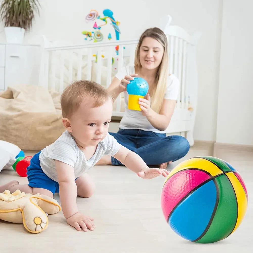 Kid Toy Squeeze Soft Foam Rubber Ball Orange Hand Wrist Exercise Stress Relief Colorful Squeezing Ball Basketball Training Ball - Slobuy
