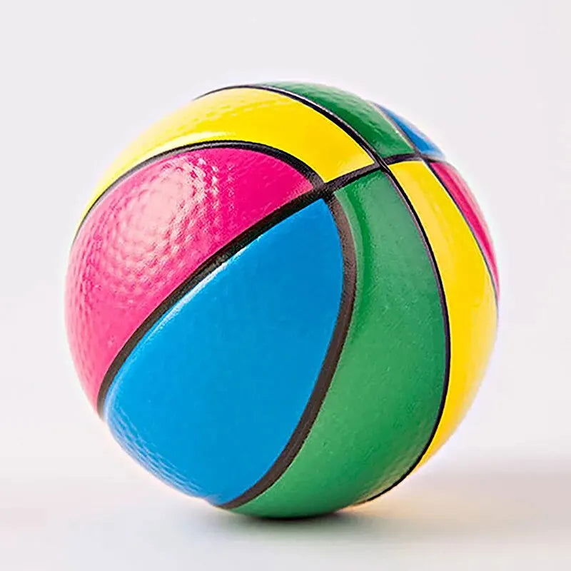 Kid Toy Squeeze Soft Foam Rubber Ball Orange Hand Wrist Exercise Stress Relief Colorful Squeezing Ball Basketball Training Ball - Slobuy
