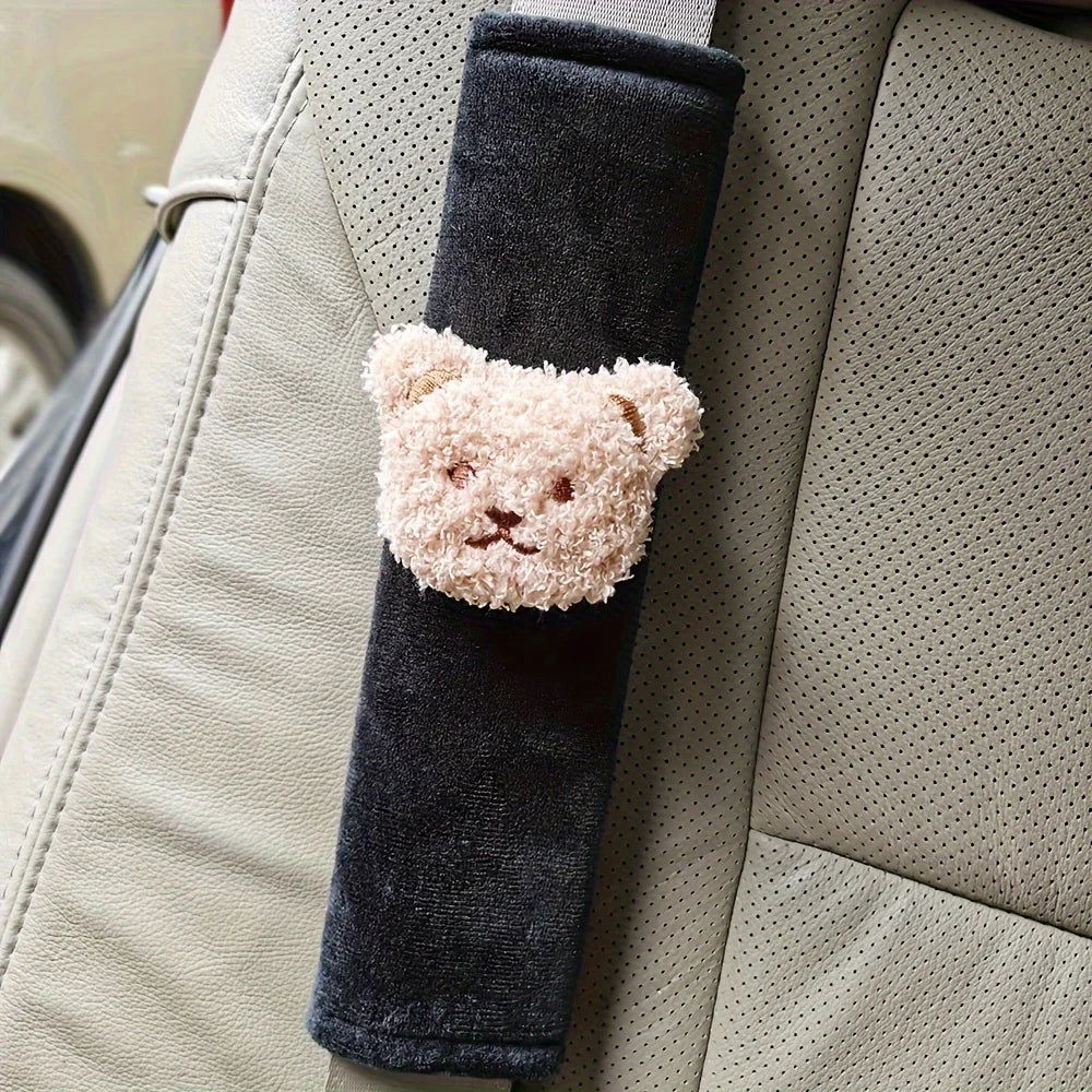 2pcs Car Styling Seat Belt Cover Shoulder Strap Harness Cushion Cartoon Bear Seatbelt Shoulder Pad Protector for Children/ Kids - Slobuy