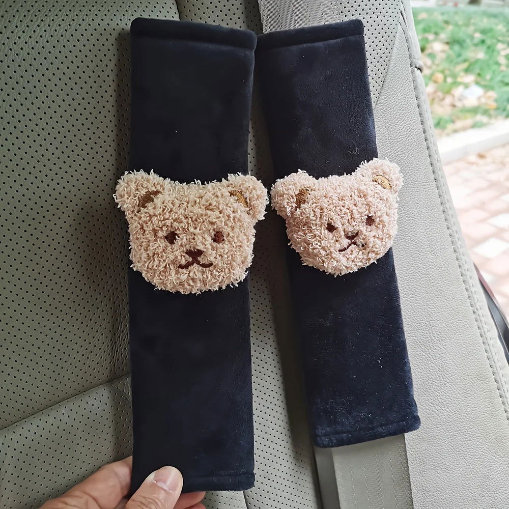 2pcs Car Styling Seat Belt Cover Shoulder Strap Harness Cushion Cartoon Bear Seatbelt Shoulder Pad Protector for Children/ Kids - Slobuy